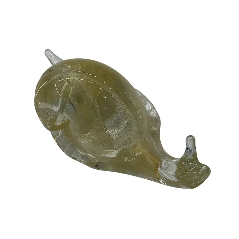 Vintage Murano Glass Snail Figurine Gold Fleck Vetreria La Fenice Italy EUC